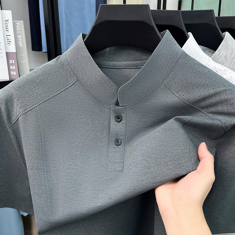 Men's Short Sleeve T-Shirt Summer Breathable Business Commute Versatile Top