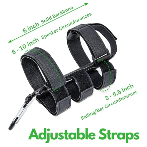 Bicycle Golf Cart Portable Speaker Stand, Waterproof Outdoor Strap, Adjustable Wireless Speaker Mount, Black