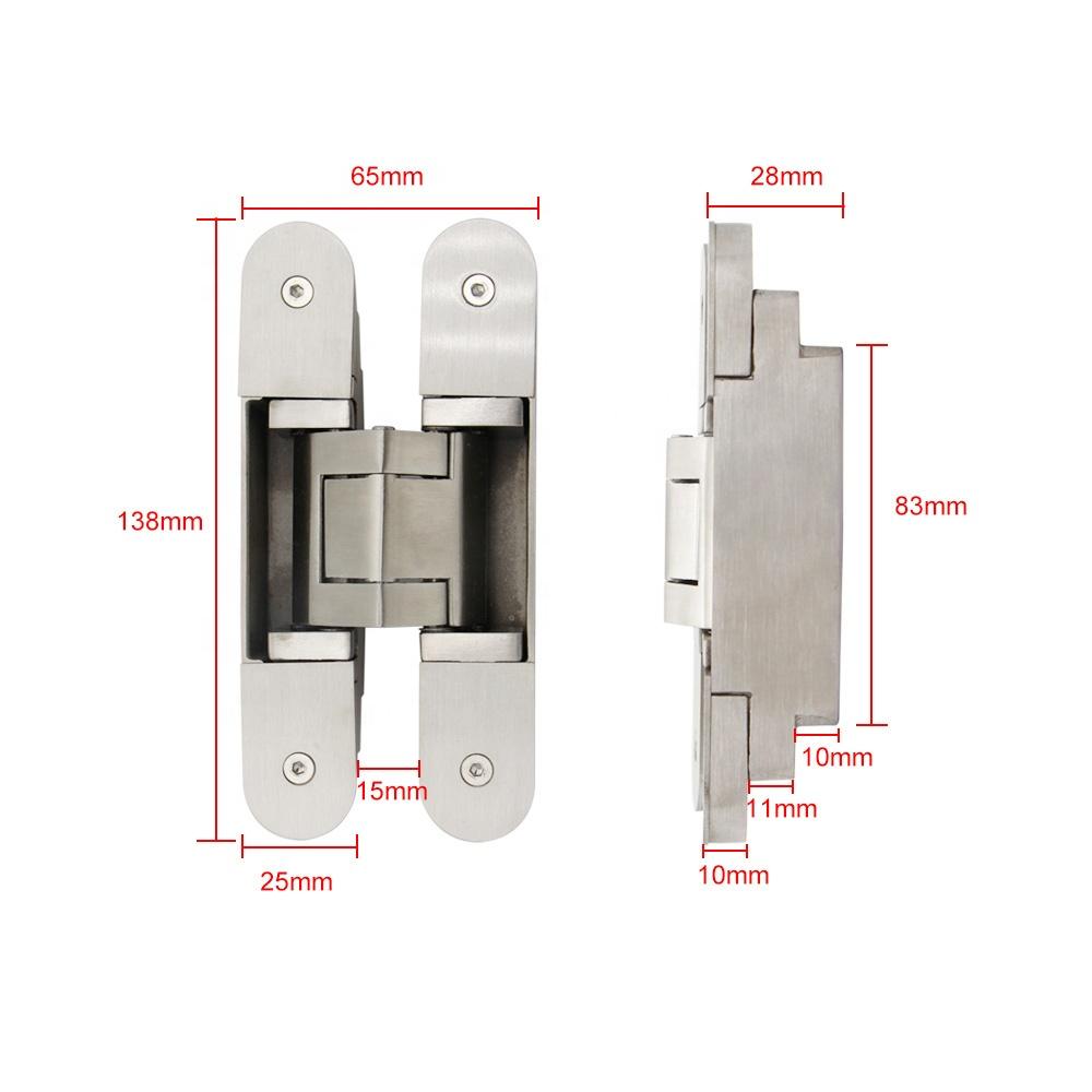 Heavy Duty Modern Stainless Steel Invisible Hinge 3D Adjustable Concealed SUS 304 Swing Gate 120KG Bathroom Door Window