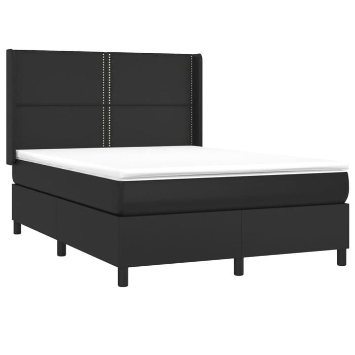 Maison Exclusive - Sommier à lattes de lit avec matelas Noir 140x190 cm Similicuir