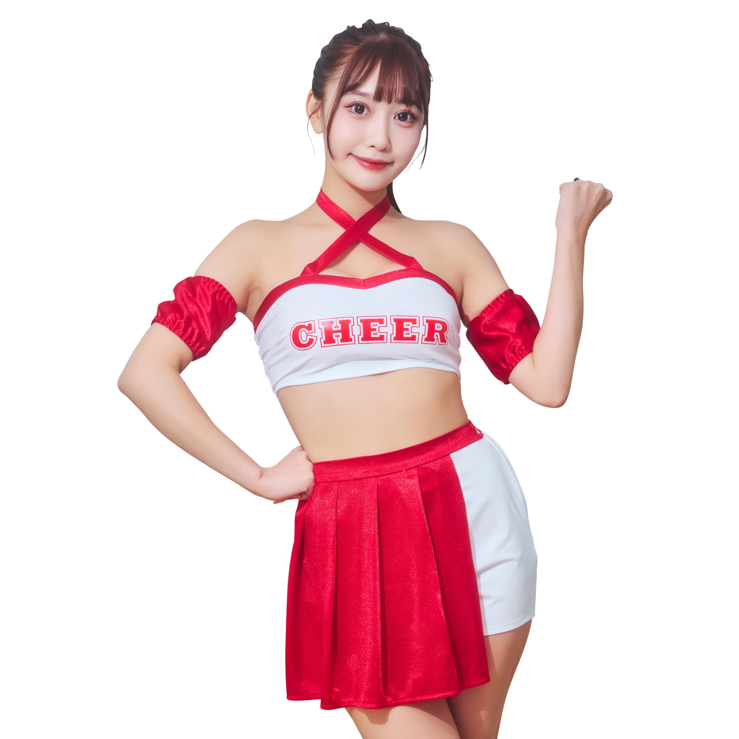 

Clearstone GLOWHOLIC Shiny Cheerleader Cosplay Costume for Women, Red, Halloween