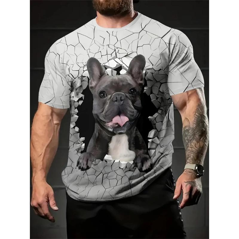 Summer Round Neck 3D Funny Pattern Print Top Fashionable Casual Short Sleeved Men's T-shirts