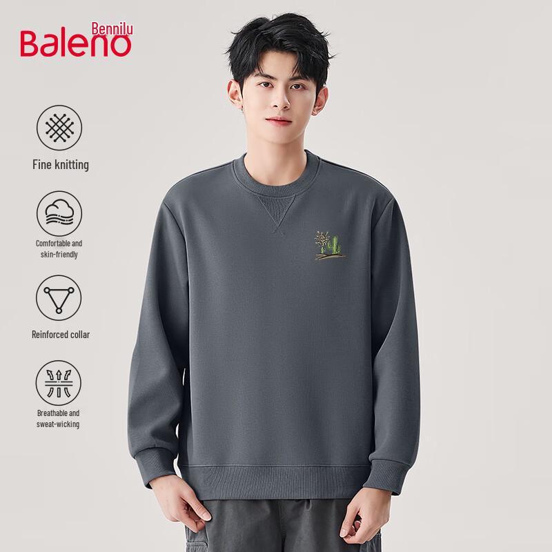 Baleno Men's Retro Loose Fit Round Neck Sweatshirt
