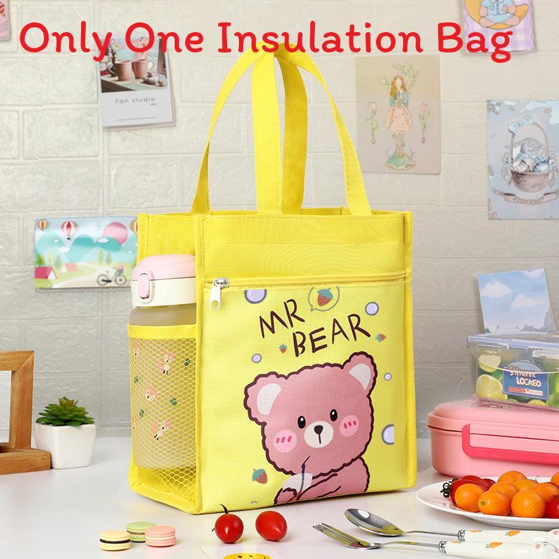 Cartoon Canvas Lunch Bag With Material For Kids School Snack Organizer