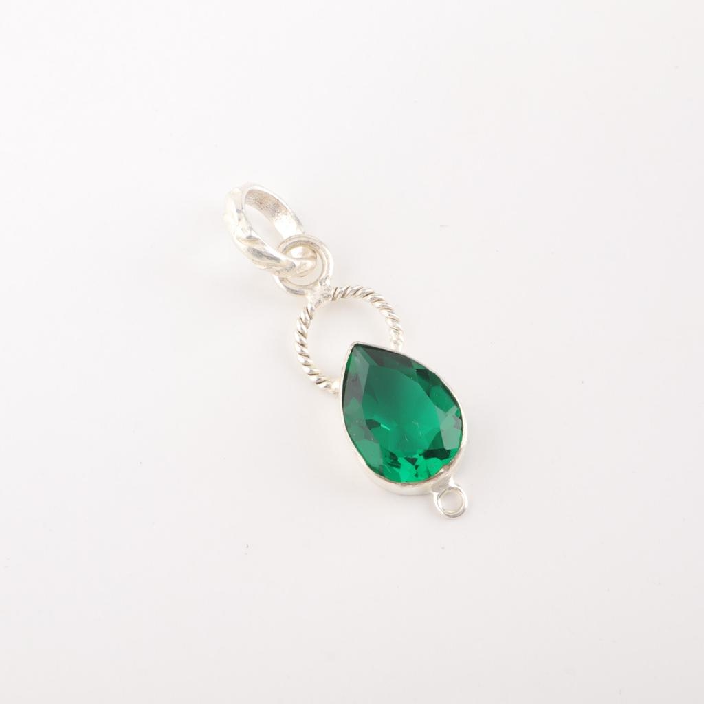 Chrome Diopside Gemstone 925 Sterling Silver Jewelry Teardrop Chain Pendant1.40" PP-12-5