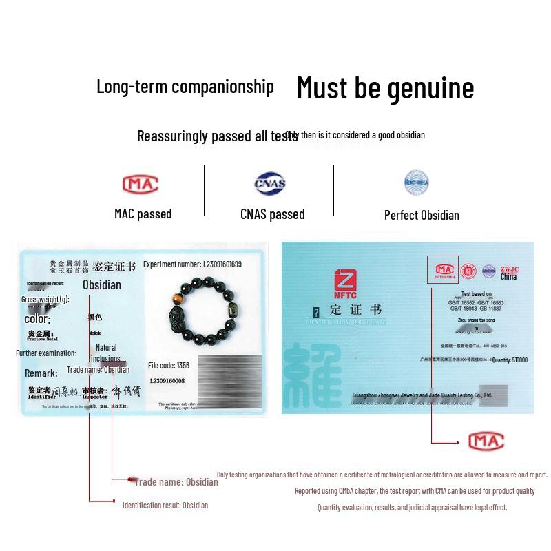 Black Gold Obsidian Pi Xiu Wealth Bracelet with Rotating Beads and Spacers for Men & Women.