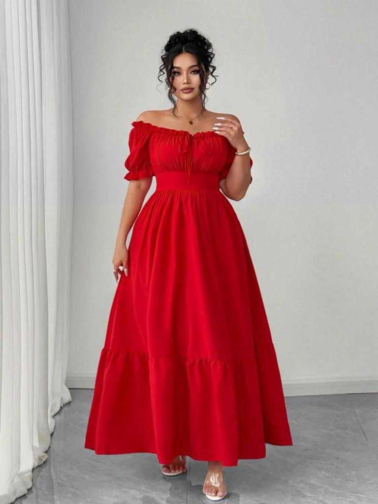 2026 Summer Plus Size Women's Sexy Backless V-Neck Short-Sleeve Dress