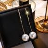 2024 New Style Korean Sterling Silver Pearl Drop Earrings for Women: High-Quality Long Studs, Internet Celebrity Inspired Ear Ornaments