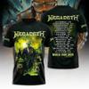 Nové 2026 Rocková Kapela Megadeth 3D Tištěné Pánské a Dámské Tričko Módní Krátký Rukáv Punk Hip Hop Street Harajuku Top
