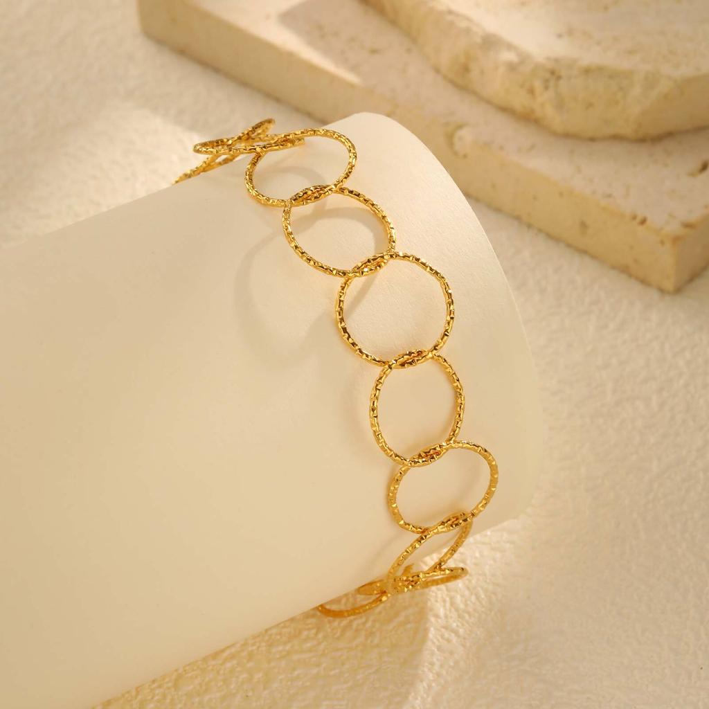Vnox Trendy Stainless Steel Round Link Bracelet For Women Charm Small Loop By Loop Bracelet Luxury Jewelry Party Banquet Gift