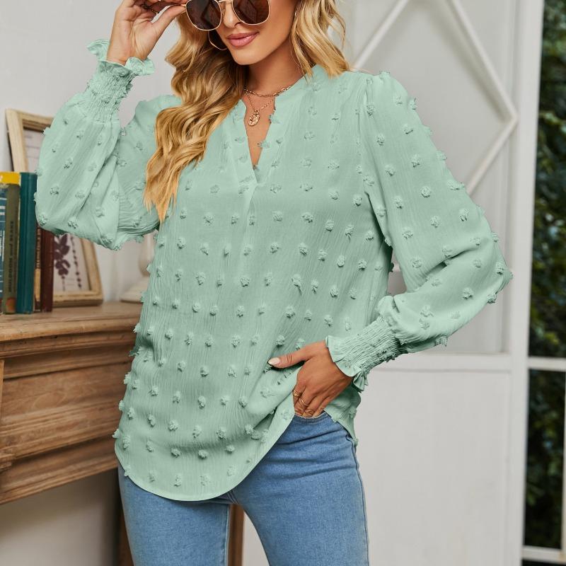 Blusas y Camisas Casuales de Moda para Mujer JPNTKY de Manga Larga con Cuello en V