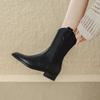 Retro Long Boots Women's Chunky Heel Hot Sale of The Season New Autumn Winter French Pointed Toe High Tube Slim Ankle Boots 2025
