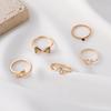 Ring, Fashion Love Letter Simple Black Gemstone Open Arrow Love 5 Piece Ring