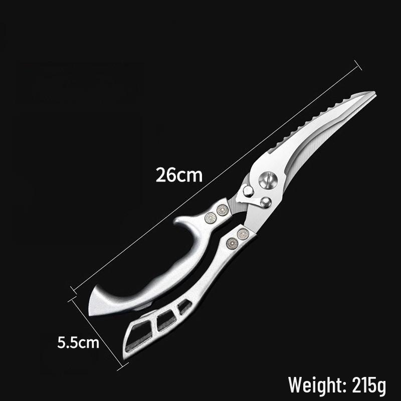 Heavy-Duty Stainless Steel Kitchen Scissors - Multi-Functional for Fish and Bone Cutting