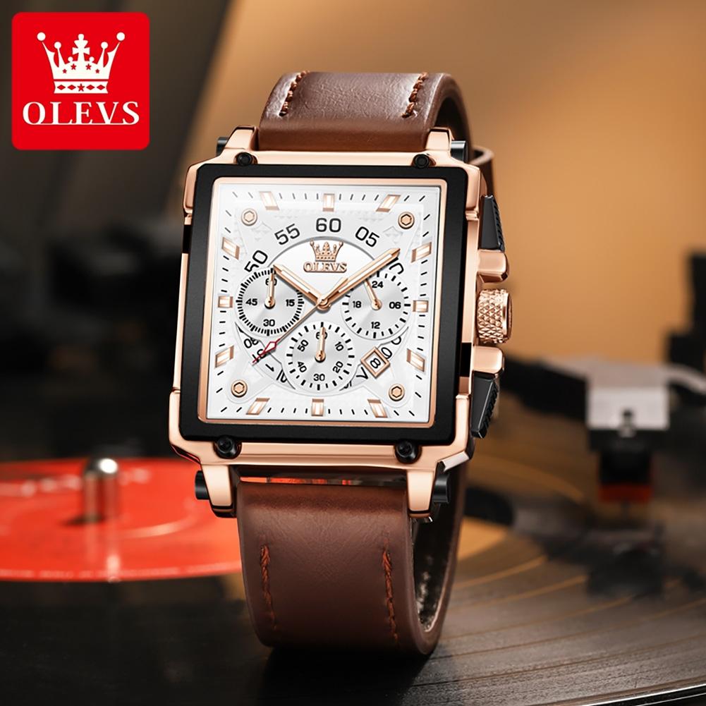 OLEVS Brand Men's Watch Quartz Watch Multi Functional Waterproof Sports Square Watch 9919
