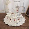 Wine Set, Silver Alloy Inlaid Gem Home Wine Pot Wine Glass Set,Red Vintage Wine Cup Glass,Wine Pot Wedding Decoration,1Set
