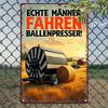 Vintage Baling Presser Metal Sign Farm Machinery Decor with Rural Landscape HeavyDuty Iron Construction for Garage Living