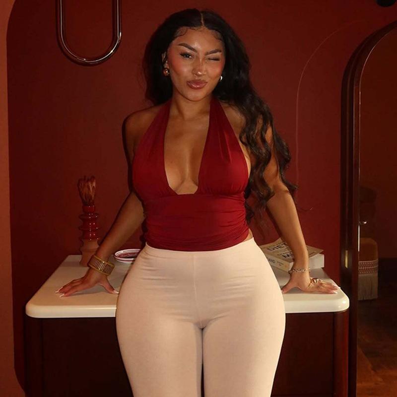 Halter Neck Deep V-neck Halter Sleeveless Vest