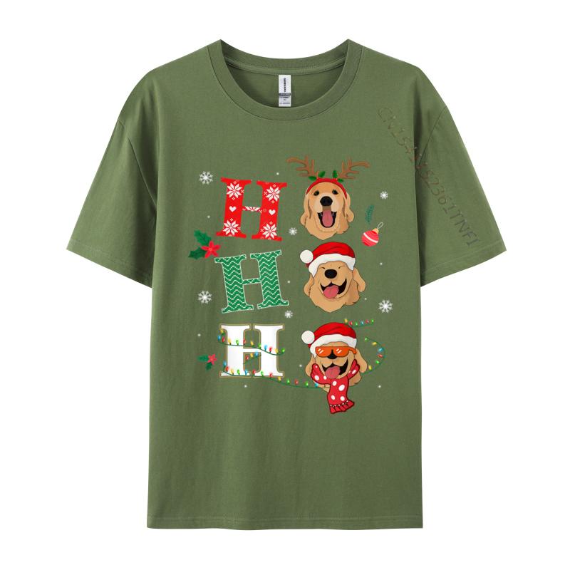 Ho Ho Ho Retrievers Golden Xmas Outfit Christmas Costume T-Shirts New Arrival O-Neck Group 100% Cotton Men T-Shirts Printed On