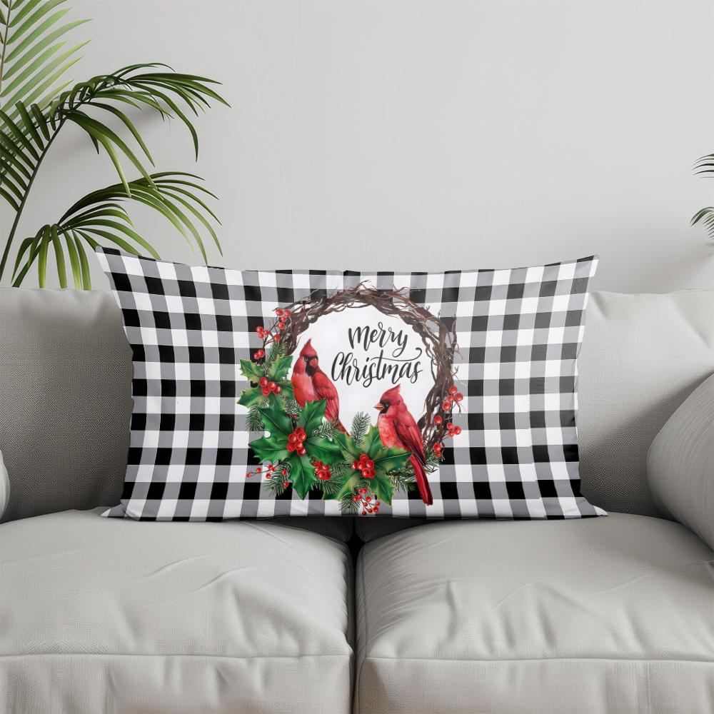 Home Decor Deer & Trees Christmas Pillow Suitable For Sofa Bedroom Car Pillow Cover Cushion Rectangular Back Cushion