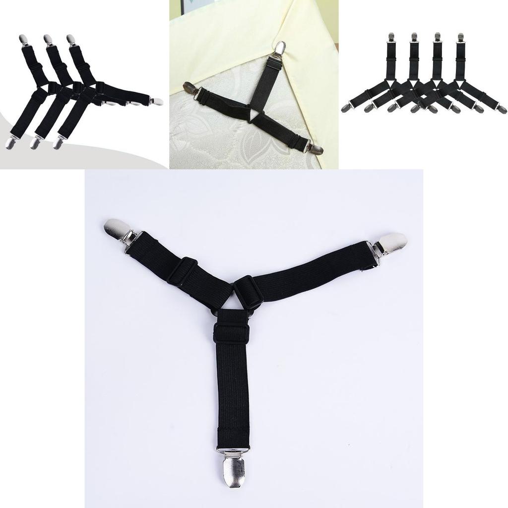 Premium 4 X Triangle Suspender Holder Bed Mattress Sheet Straps Grippers Fasteners For Secure Bedding