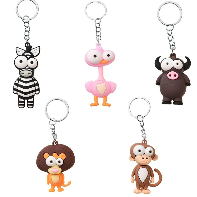 Cartoon Zoo Animals Keychain Resin Doll Couple Key Chain Men's and Women's Jewelry Bag Pendant Children Lovely Keychain