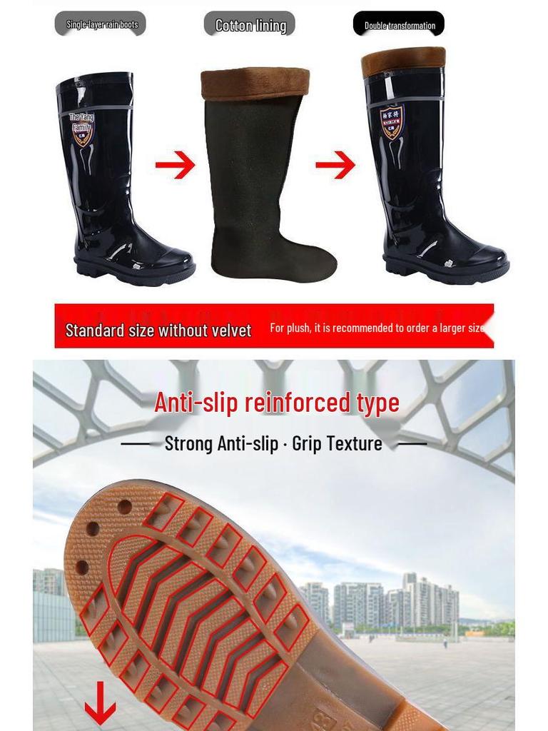 Men's High-Top Non-Slip PVC Construction Rain Boots - Wear-Resistant, Water-Resistant Mid-Calf Rubber Shoes