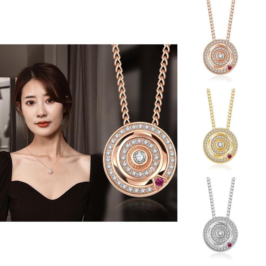 Elegant Titanium Steel Love Compass Necklace For Women Featuring Dazzling Zirconia