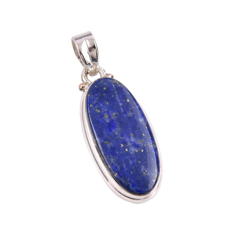 Natural Lapis Lazuli Gemstone 925 Solid Sterling Silver Gift Pendant 1.50" E7g49
