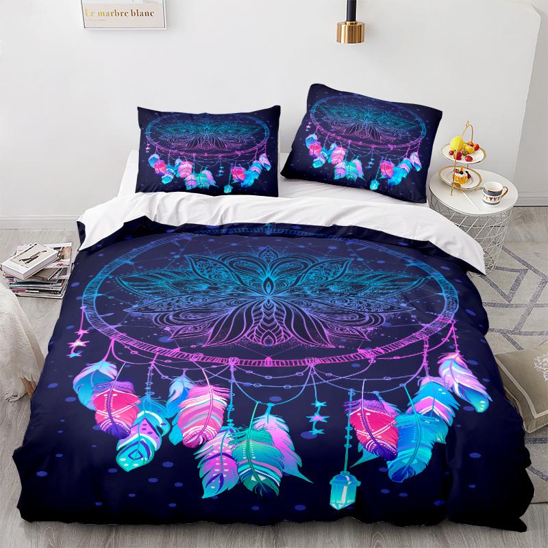 

3D Цветной комплект постельного белья «Ловец снов» Индийский пододеяльник 2/3 для комнаты для девочек AU180 * 210 Домашний мягкий и легко чистящийся домашний костюм на молнии Cama 150--240x220cm