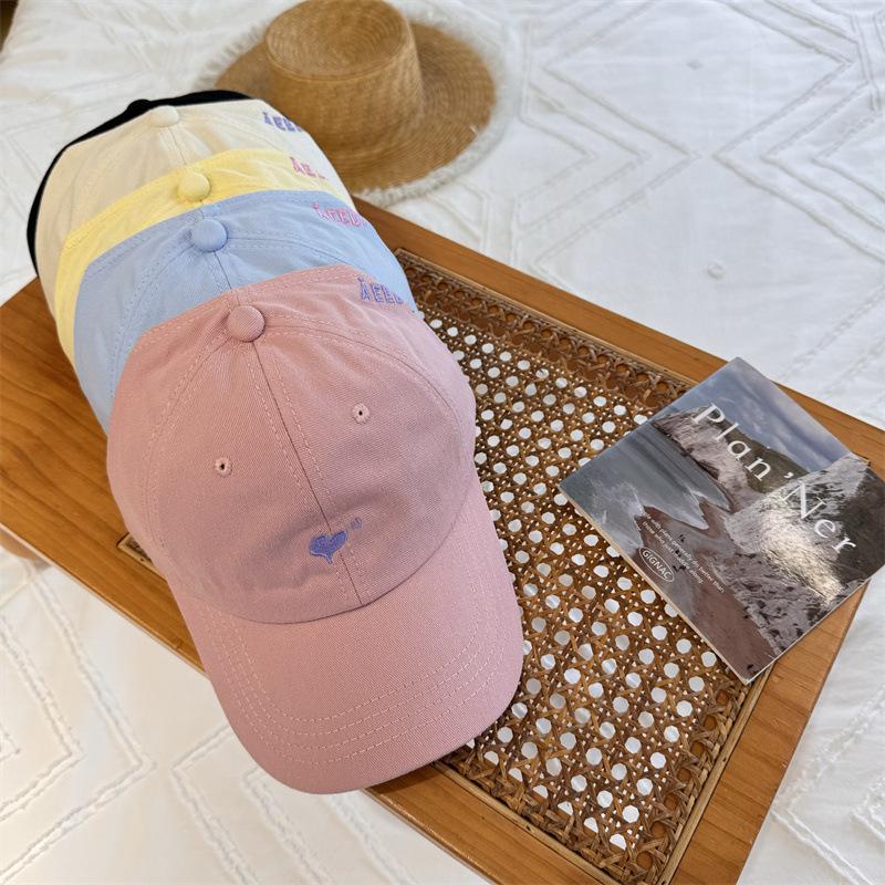 Love embroidery half-empty top baseball cap female summer student college wind can tie ponytail cap versatile sun hat