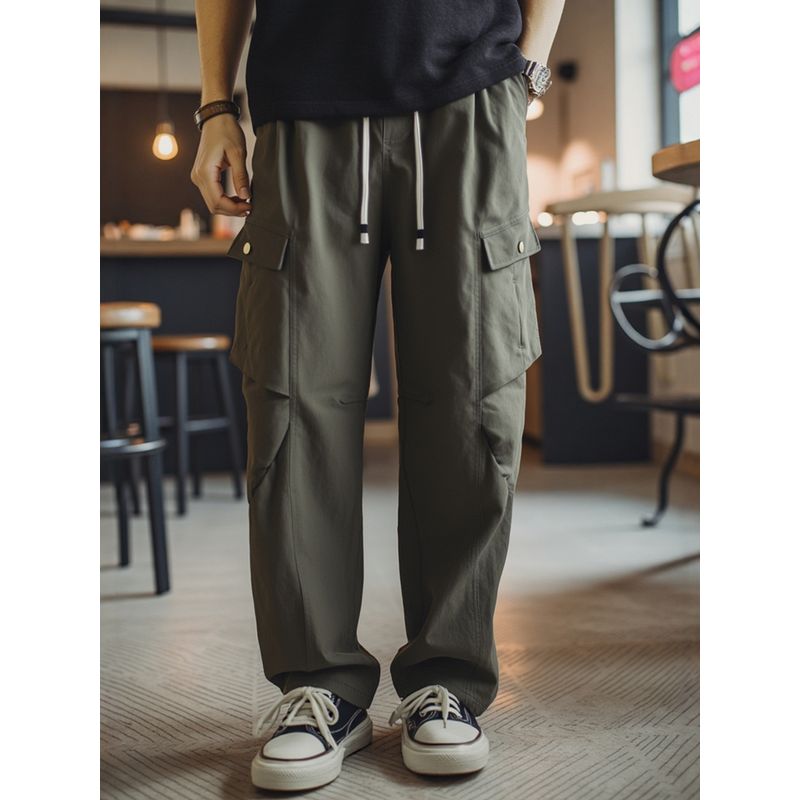 American Retro Mountain-Style Functional Wide-Leg Work Pants for Men, Spring and Autumn Loose Pants, Export Men's Casual Long Pants
