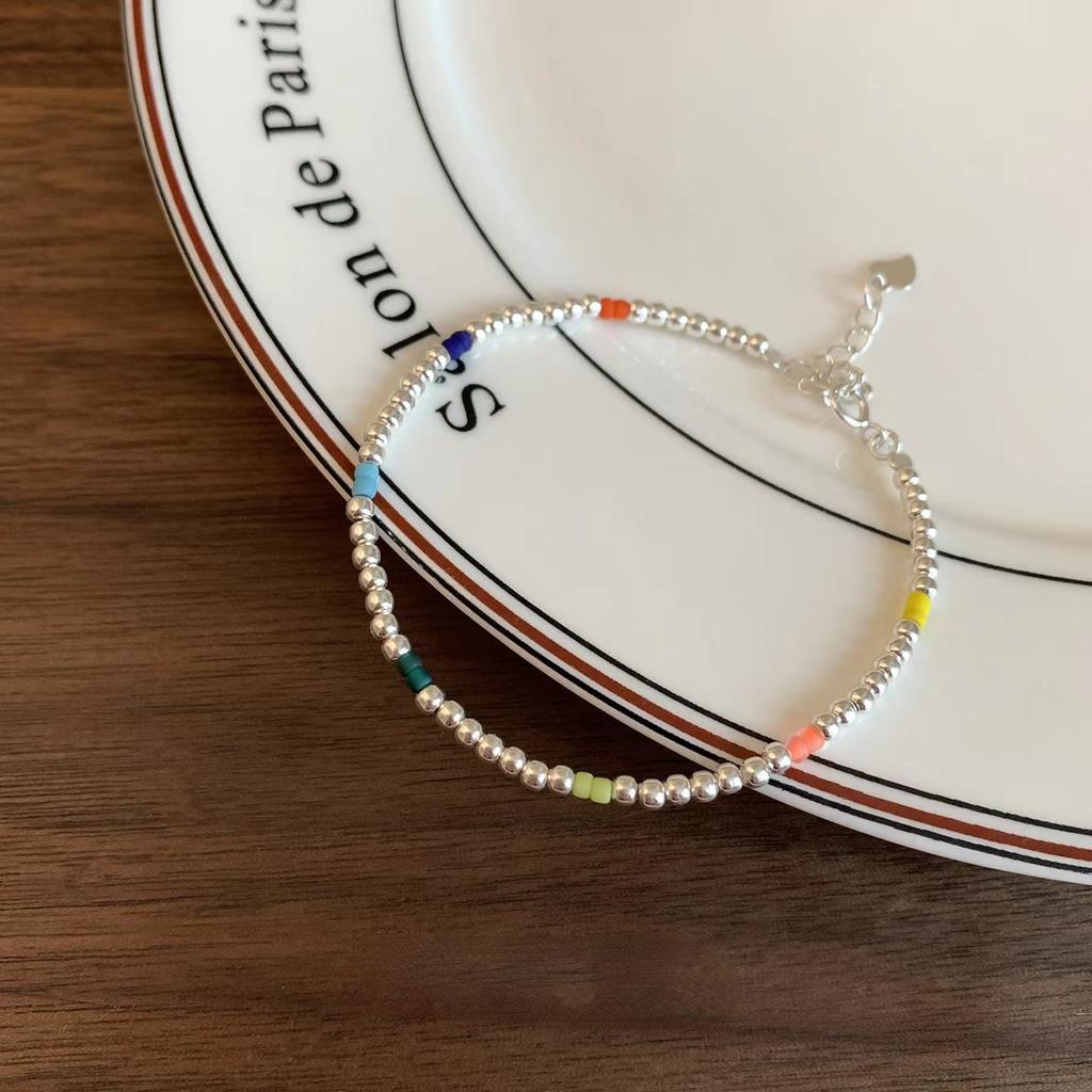 Broken Silver, Rainbow Smiley Face, Beaded Bracelet, Women'S Niche Versatile, Sweet Temperament Stacked, Absolutely Worn Accessories