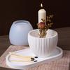 Round Stripe Scented Candle Cup Silicone Mold DIY Cement Gypsum Candle Holder Ornament Handicraft Resin Mold Home Decoration