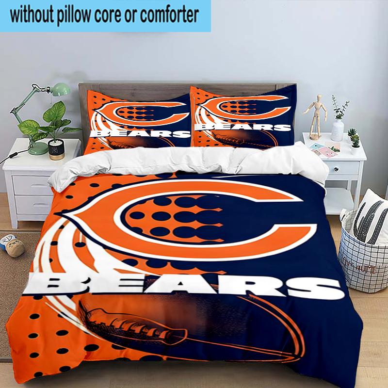 Set Biancheria da Letto 3 Pezzi Chicago Bears Stampa 2D (Include 1 Copripiumino + 2 Federe Senza Imbottitura), Decorazione camera da letto, Regalo ventilatore