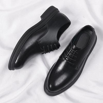 Autumn and Winter Velvet Inner Heightening Leather Shoes 8cm Breathable Business Dress Heightening Shoes Men's Soil 6cm Wedding Groom Men's Shoes