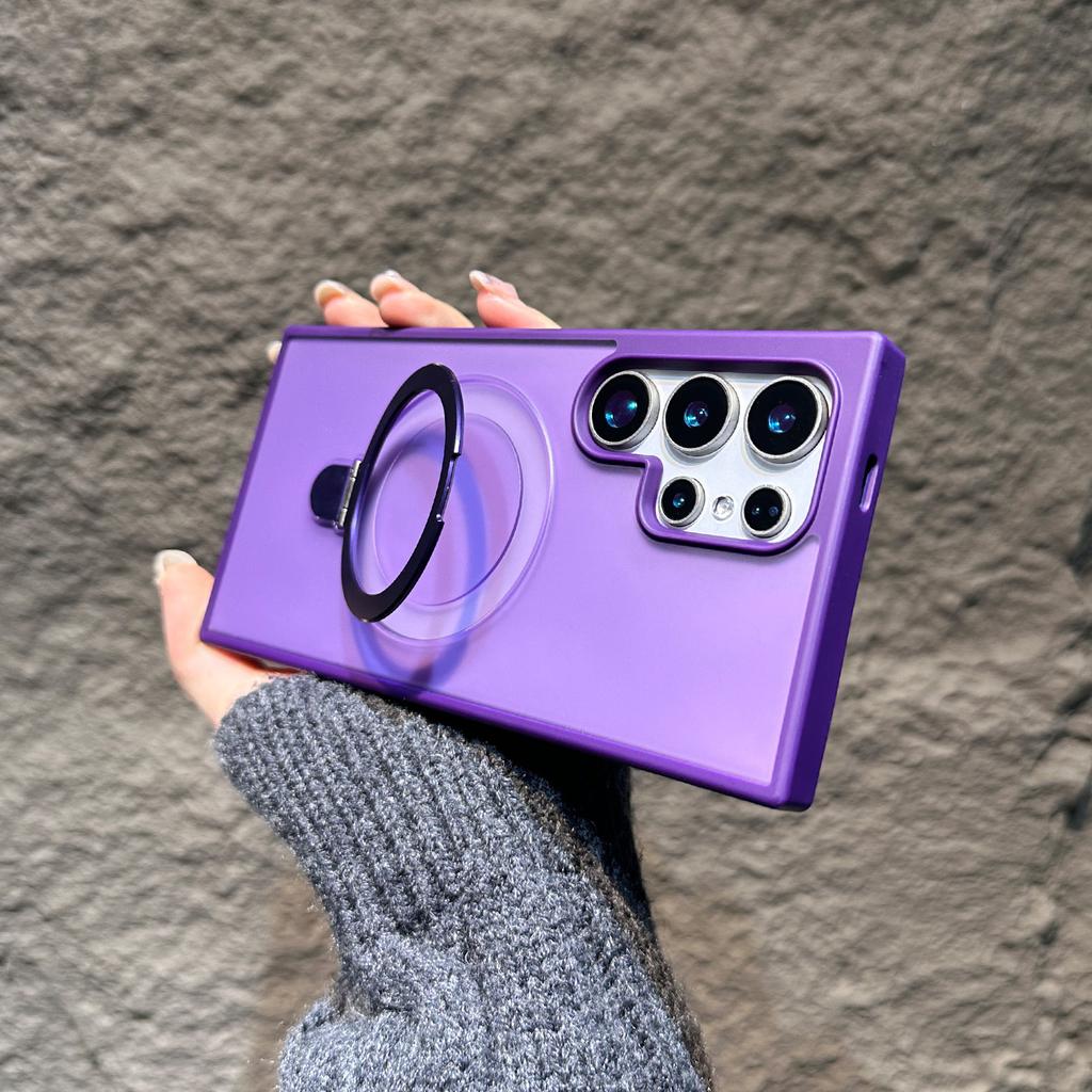 Suitable for Samsung S25 Ultra Magnetic Bracket Mobile Phone Case S24FE Matte Skin Feeling S23 Anti Fall Protection Case