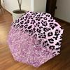 1 Stück Leopardendruck Glitzer-Regenschirm - 9 Speichen verstärkt, Automatisches Öffnen, Leicht & Langlebig, Niedliches Modeaccessoire für Draußen - P0769