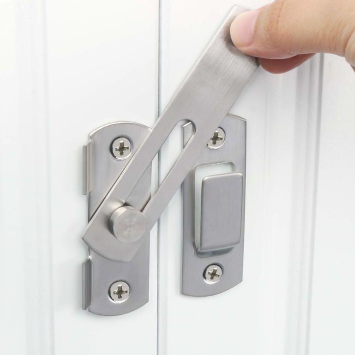 Verrou coulissant porte AIMOONSA en acier inox brossé 100×70 mm avec vis