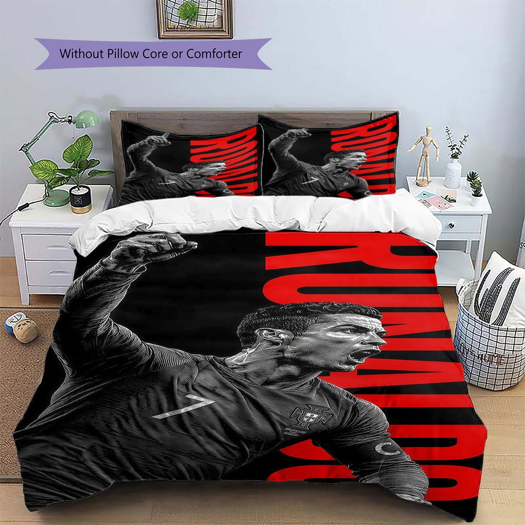 Biancheria da letto con motivo CR7 Cristiano Ronaldo, Set copripiumino Federa Regalo di Compleanno per la Casa(1 * copripiumino + 2 * federa, senza nucleo)