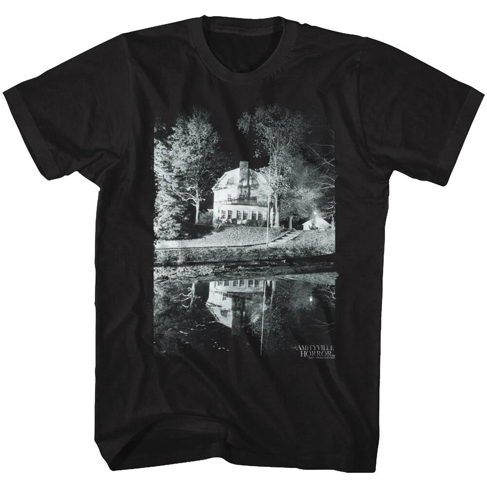The Amityville Horror Movie House Lit Up On Lake Reflection Men s T Shirt 4XL