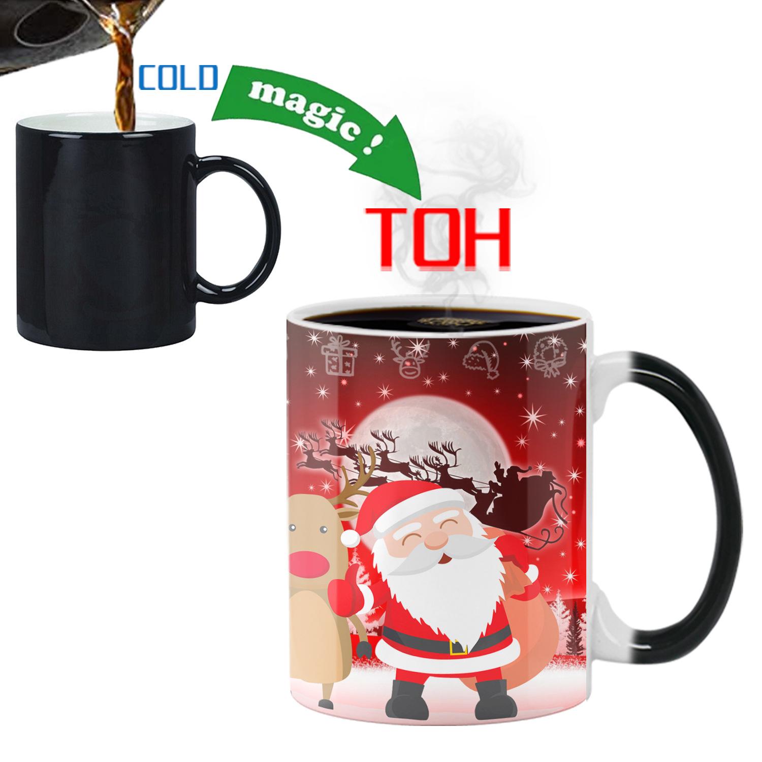 

Christmas color changing mug, creative ceramic cup, thermos, magic cup, coffee cup, tea water cup, Christmas gift, Stocking stuffers 301-400ml