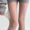 Jacquard Vertical Twist Fishnet Socks Mesh Sexy Retro Beautiful Legs Vertical Stripe Mesh Brown Pantyhose