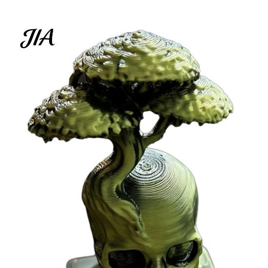 Halloween Spooky Table Centerpiece 3D Printed Tree of Life Skull Figurine, Gothic Desktop Ornament for Modern Minimalist Shelf Accent Home Office