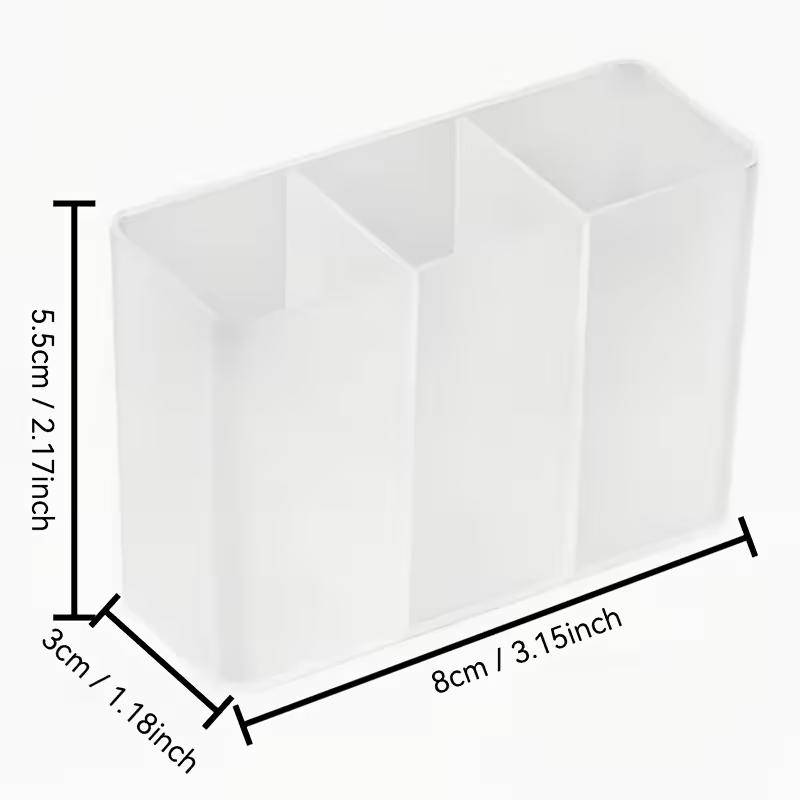 Transparent 3 Grid Wall Storage Box – Self Adhesive No Drill Organizer for Makeup Brushes, Lipstick, Pens, Perfume, Bathroom & Vanity Storage