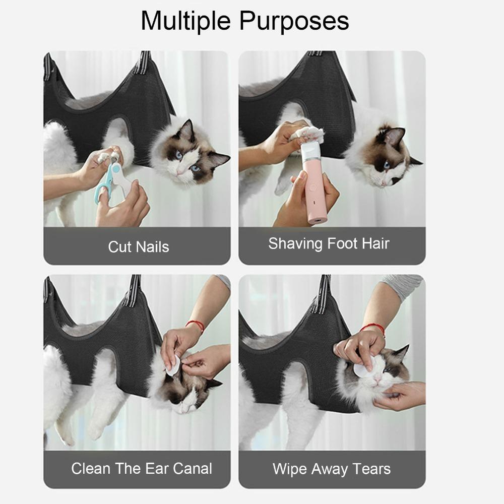 Multifunctional Grooming Harness Secure Grooming Sling Cat Grooming Hammock for Cat Nail Clipper