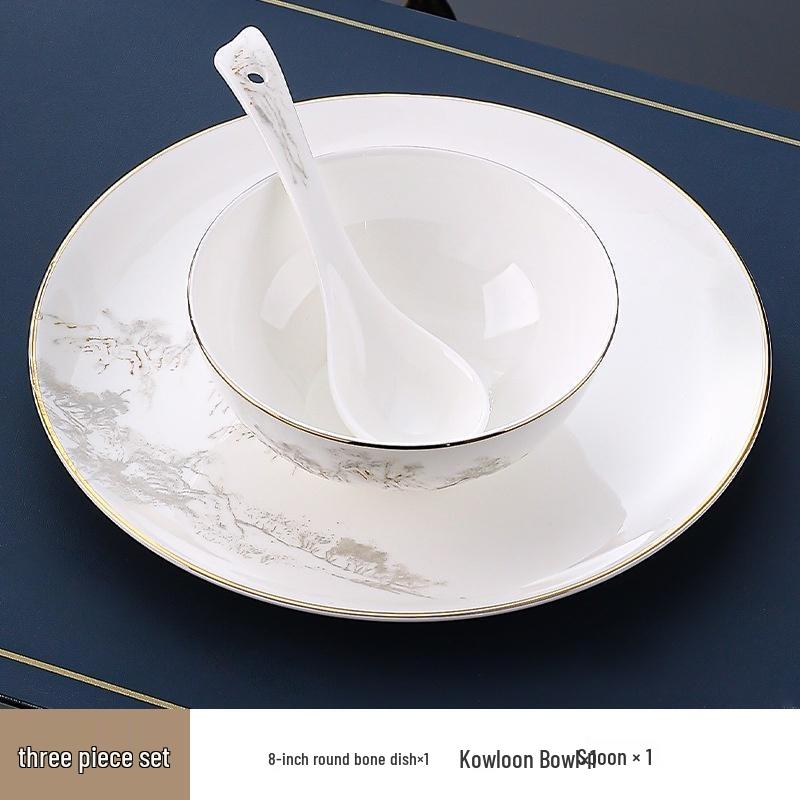 Abay Gold-Rimmed Bone China 3-Piece Tableware Set