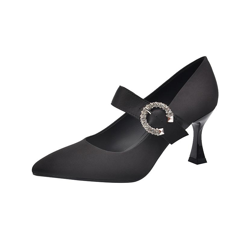 

high heels pointed thin heel shallow mouth women s single shoes fat widened large size women s shoes 45