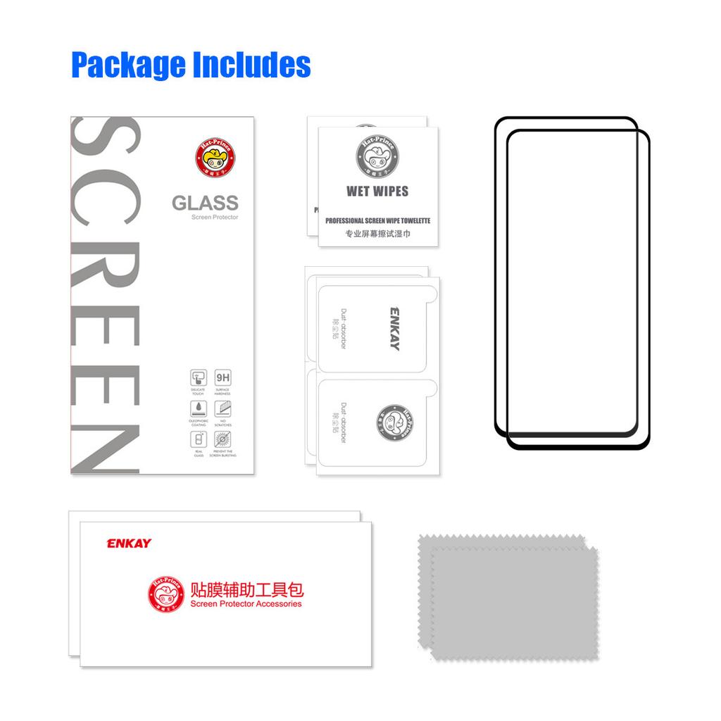 ENKAY HAT PRINCE For OnePlus Nord CE 2 Lite 5G 2Pcs/Pack Full Screen Protector 0.26mm 2.5D Arc Edge Full Glue 9H High Aluminium-silicon Glass Film