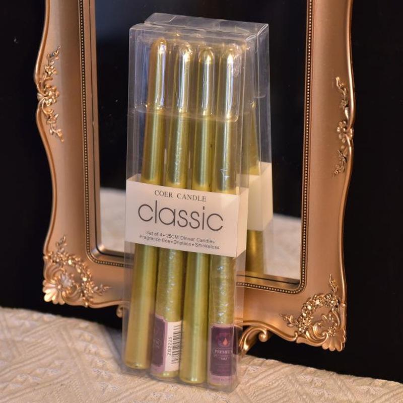 4pcs/box Restaurant Electroplated Thread Candle Long Stem Candle Romantic Wedding Decoration Candle Holder